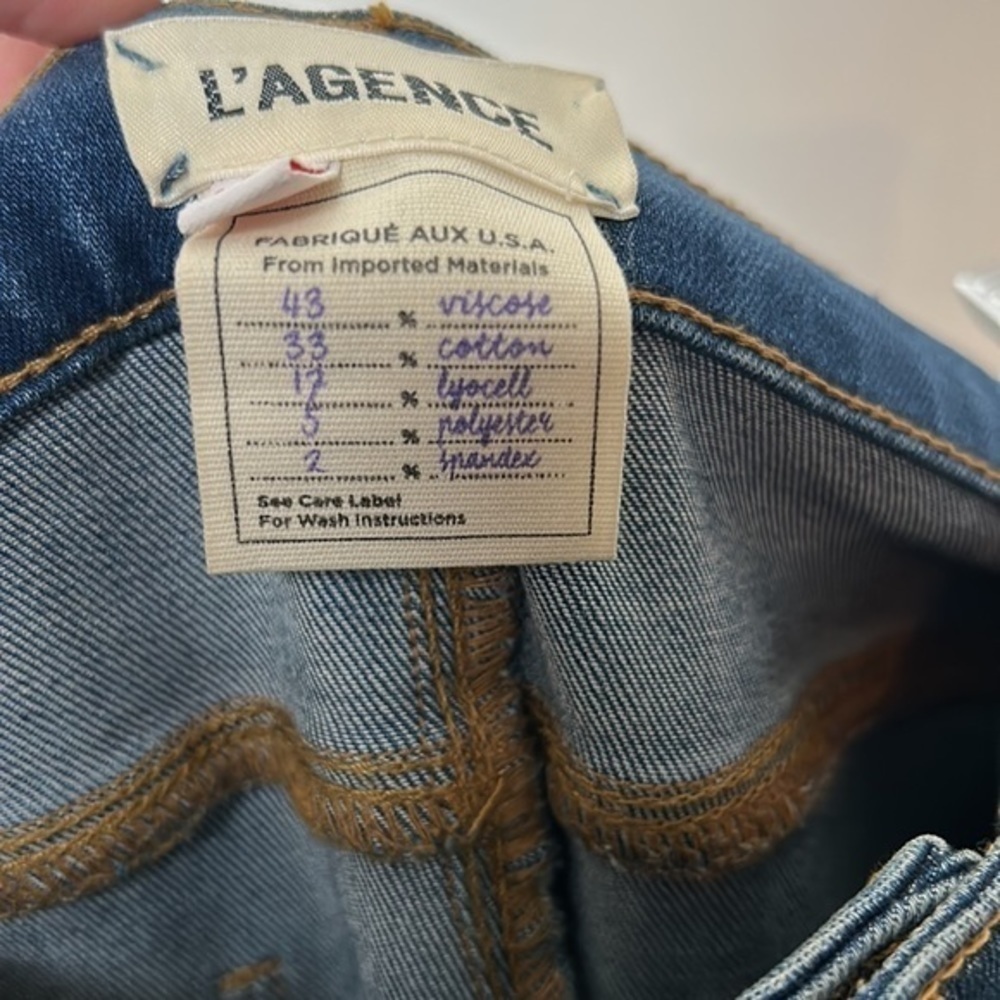 L'AGENCE Medium Wash Margot Gold Stripe SKinny Jeans/Denim- Size 30 - Picture 10 of 12